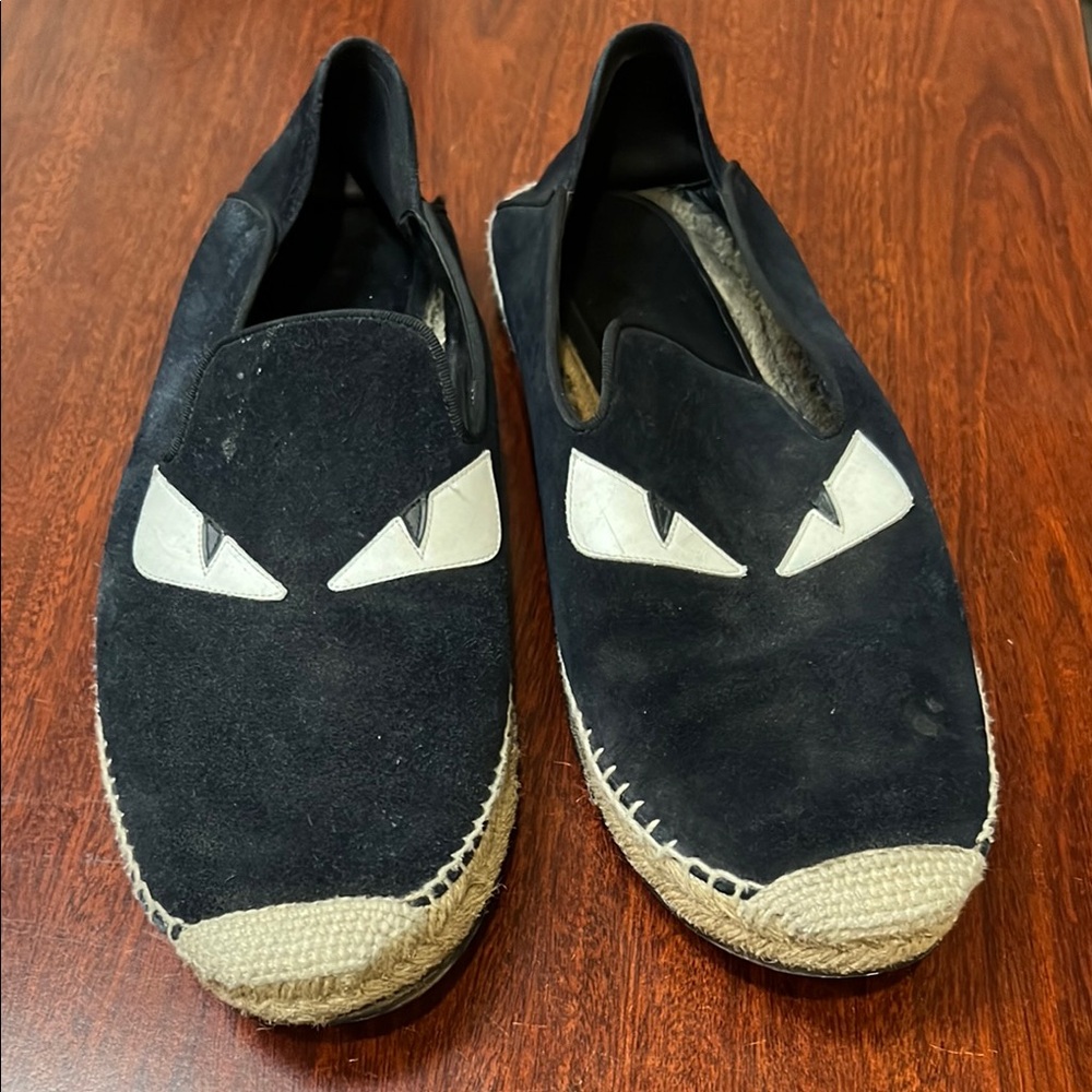 Black Espadrille Shoes with Eye Design
